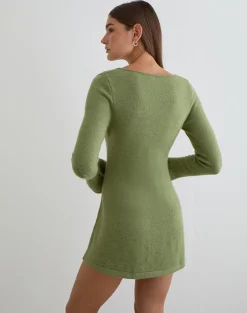 Kodia Mini Dress with Shell in Knit Olive