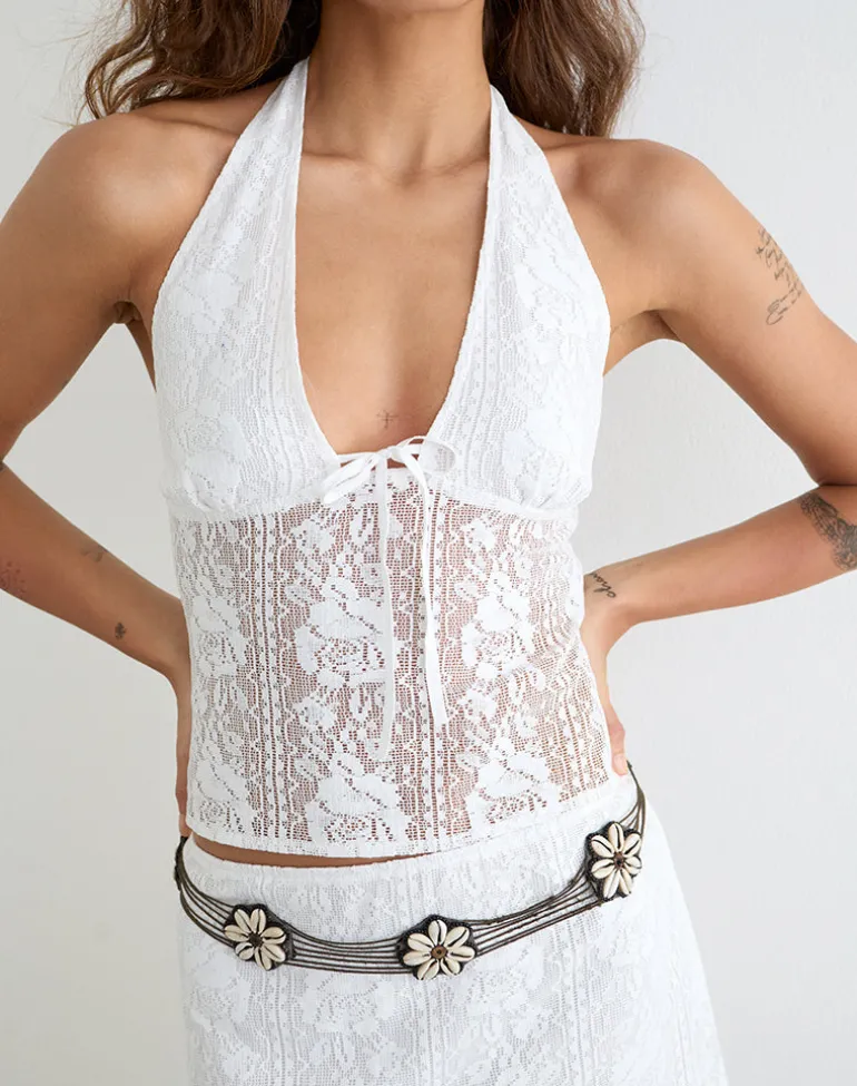 Kopa Top in Floral Lace White