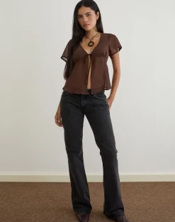 Kota Chiffon Blouse Top in Brown