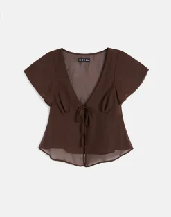 Kota Chiffon Blouse Top in Brown