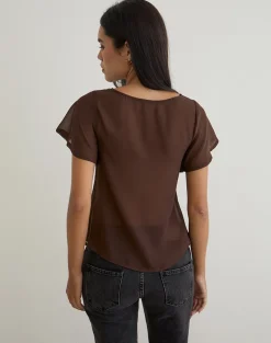 Kota Chiffon Blouse Top in Brown