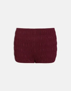 Kubo Ruched Shorts in Maroon