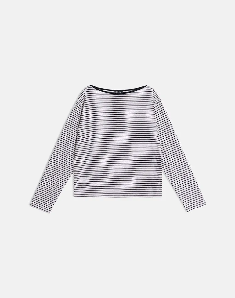 Kumiko Long Sleeve Top in Jersey Grey and Black