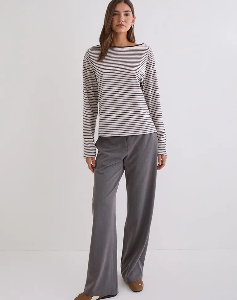 Kumiko Long Sleeve Top in Jersey Grey and Black