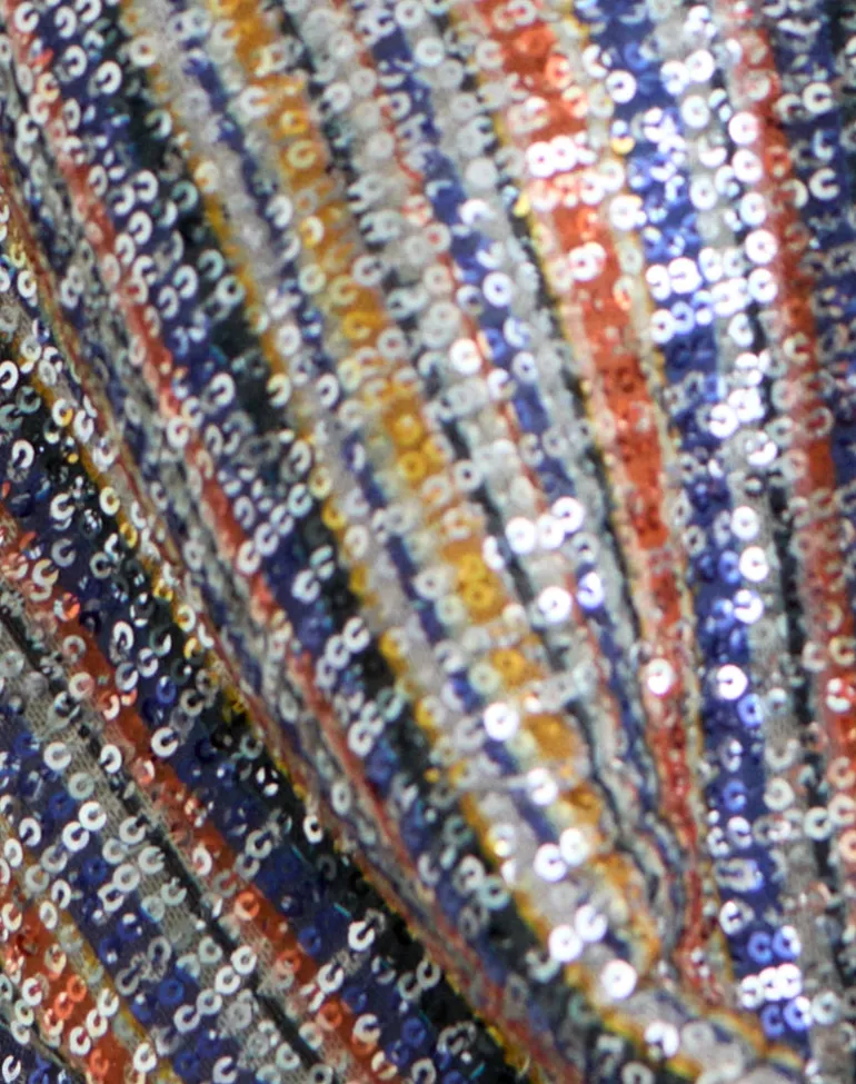 Kusini Plunge Top in Sequin Multi Stripe