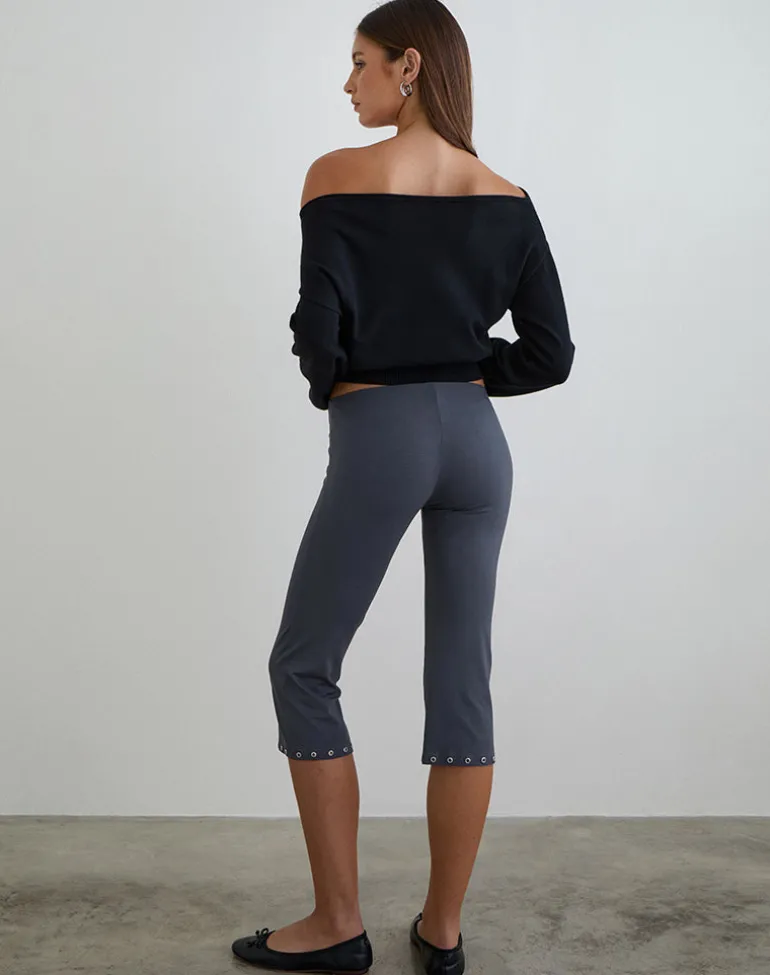 Kyogai Capri Trouser in Jersey Ocean Storm with Eyelets