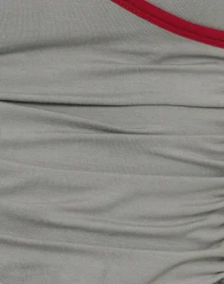 Laird Wrap Top in Grey with Adrenaline Red Binding