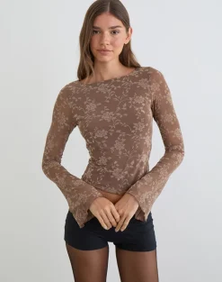 Lakya Top in Leafy Flock Dark Taupe