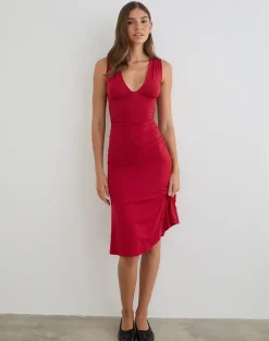 Laluma Midi Dress in Adrenaline Red