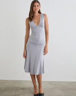 Laluma Midi Dress in Lilac Grey