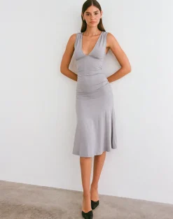 Laluma Midi Dress in Lilac Grey