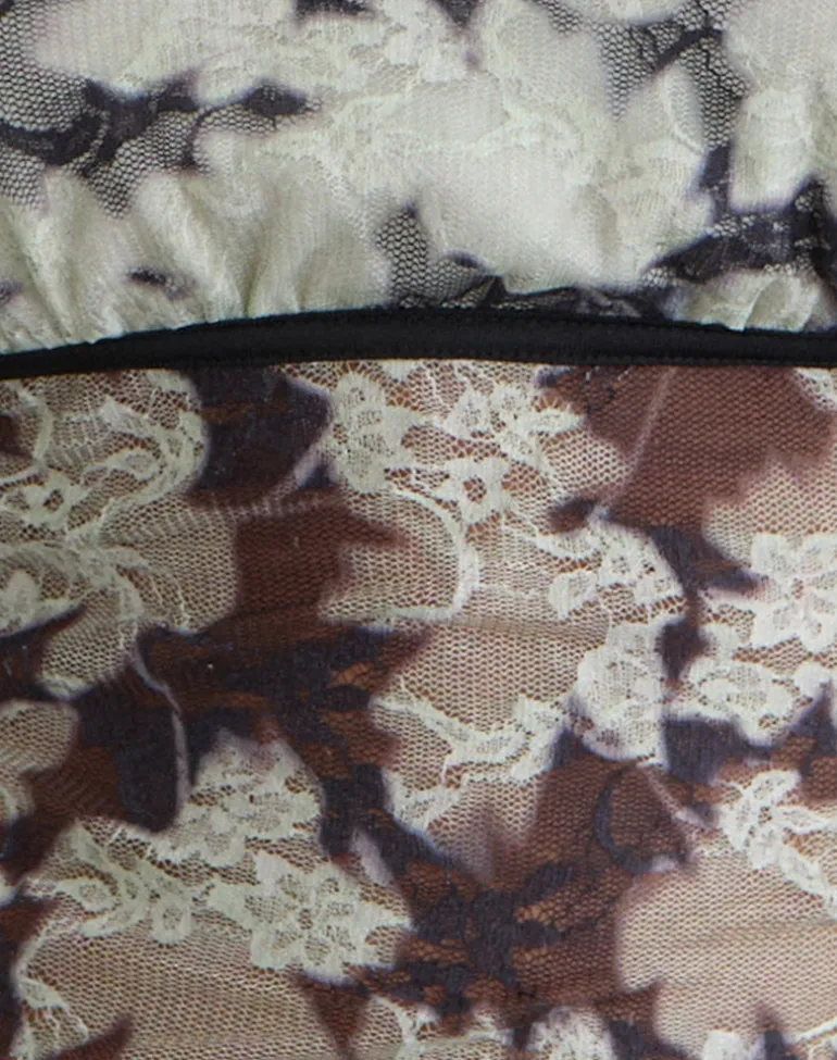 Laluna Top in Silhouette Leaf Ivory Black