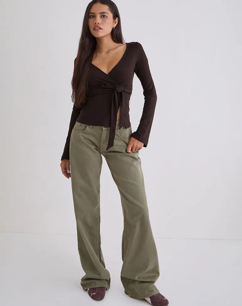Lamae Wrap Top in Bitter Chocolate