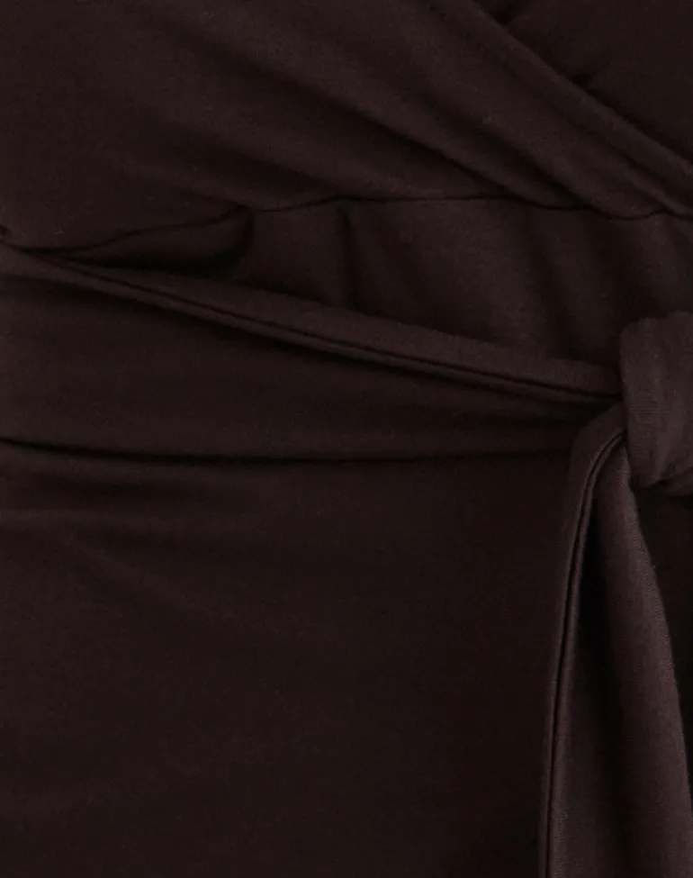 Lamae Wrap Top in Bitter Chocolate