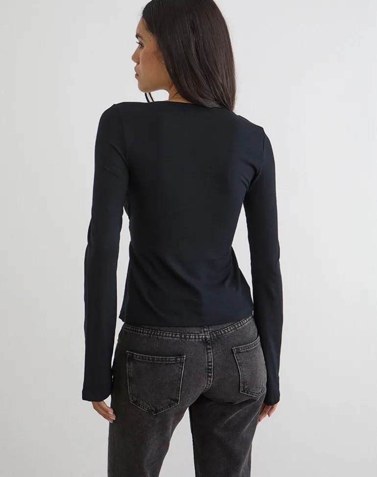 Lamae Wrap Top in Black