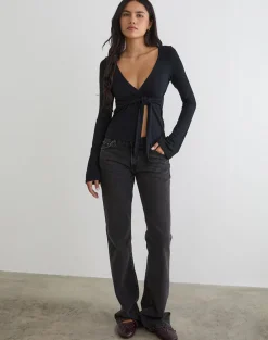Lamae Wrap Top in Black