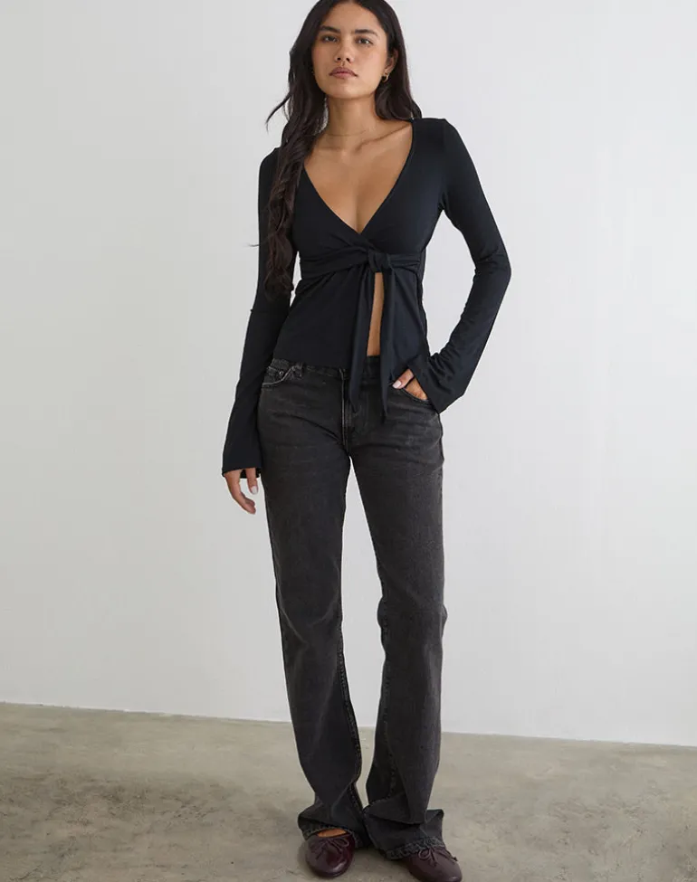 Lamae Wrap Top in Black