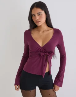 Lamae Wrap Top in Deep Purple