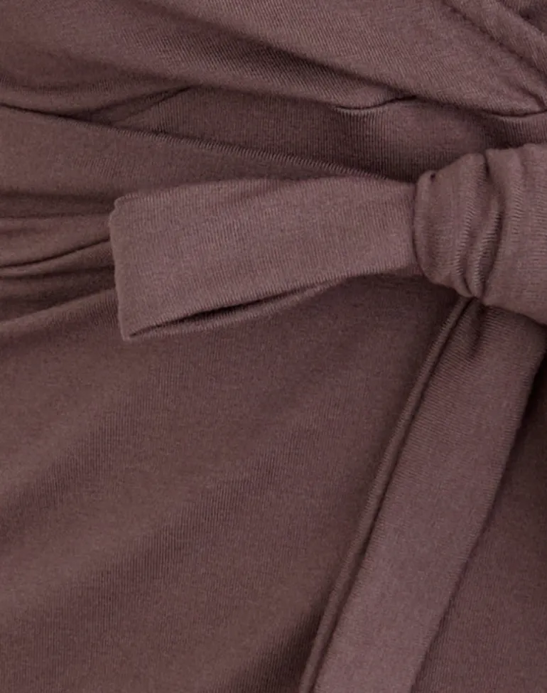 Lamae Wrap Top in Deep Taupe