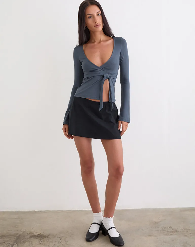 Lamae Wrap Top in Ocean Storm