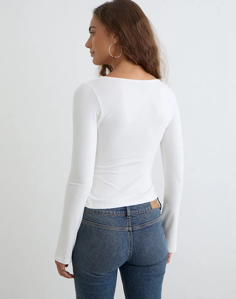 Lamae Wrap Top in Off White