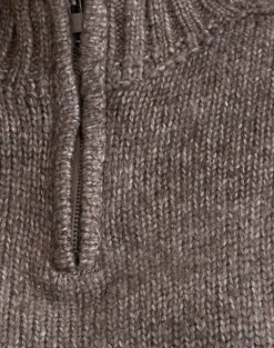 Lamara Quater Zip Jumper in Dark Brown Marl