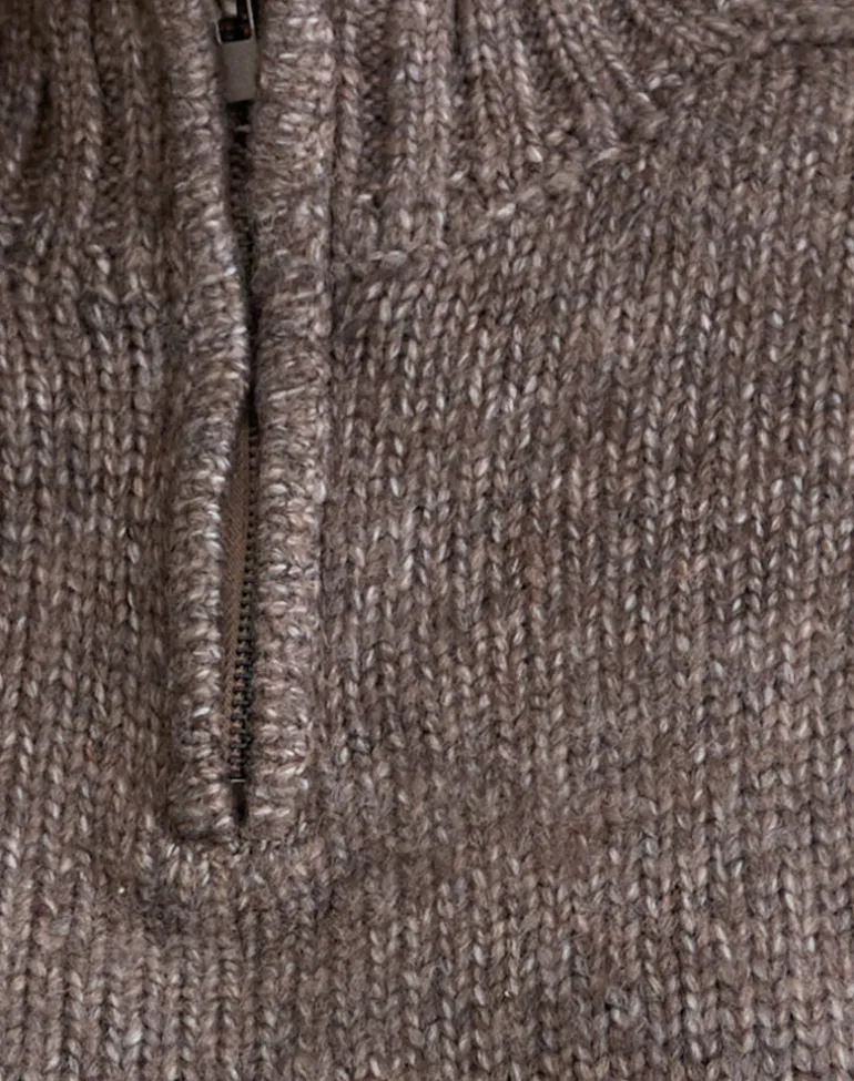 Lamara Quater Zip Jumper in Dark Brown Marl