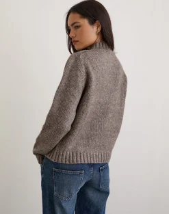 Lamara Quater Zip Jumper in Dark Brown Marl