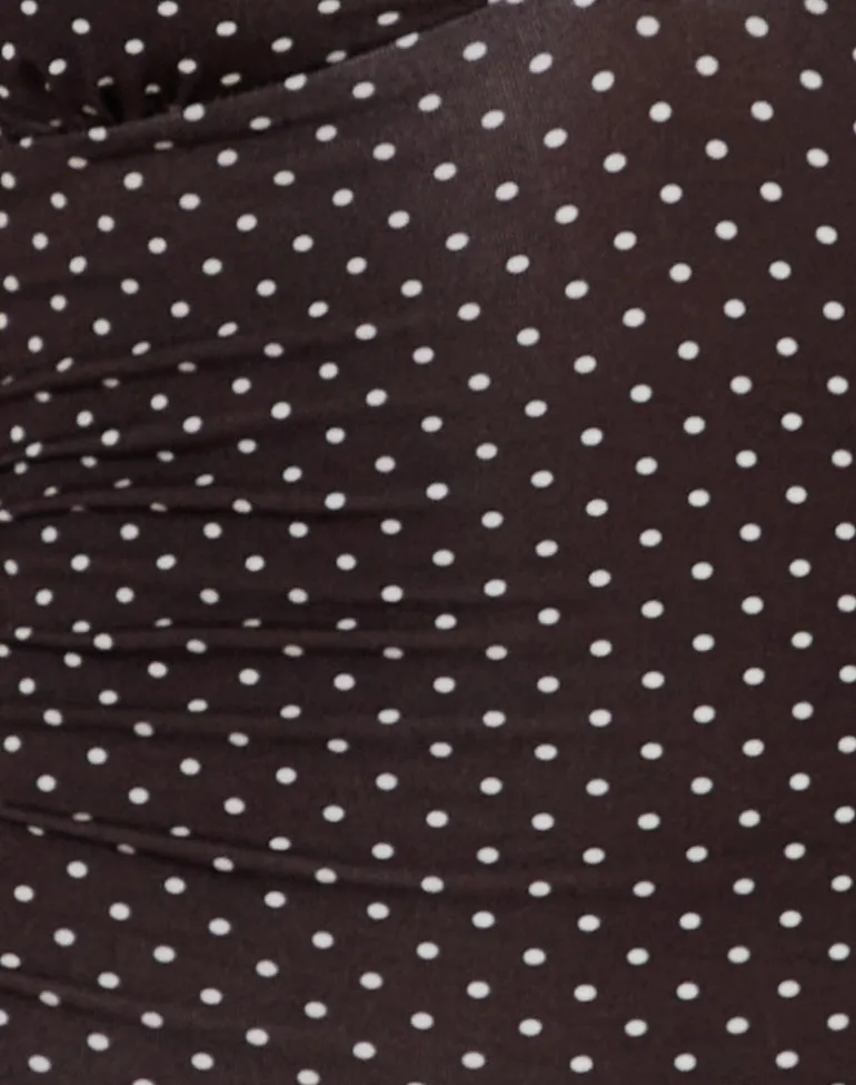 Lanai Mini Dress in Micro Polka Brown