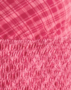 Lantia Shirred Top in Tilted Check Pink
