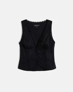 Lasily V Neck Corset Top in Black