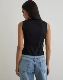 Lasily V Neck Corset Top in Black