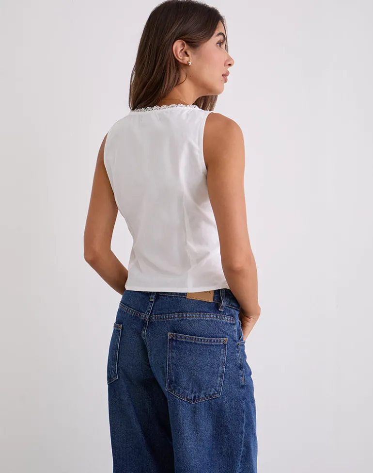 Lasily V Neck Corset Top in White