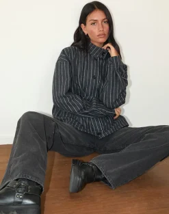 Lastika Jacket in Charcoal Pinstripe