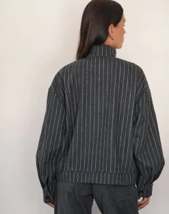 Lastika Jacket in Charcoal Pinstripe