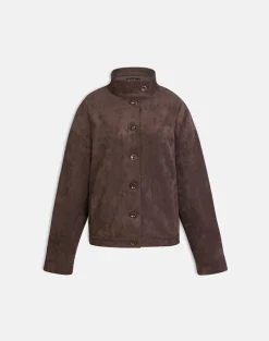 Lastika Jacket in Faux Suede Dark Brown