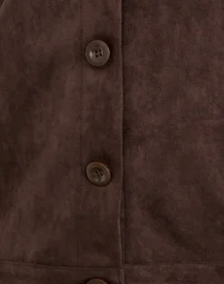 Lastika Jacket in Faux Suede Dark Brown