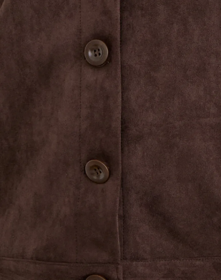 Lastika Jacket in Faux Suede Dark Brown