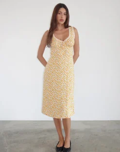 Lavisha Midi Dress in Yellow Cosmos Garden