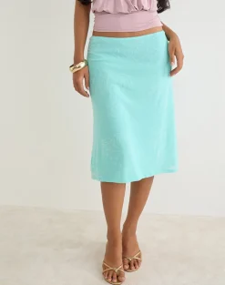 Laykha Midi Skirt in Flock Floral Doodle Blue