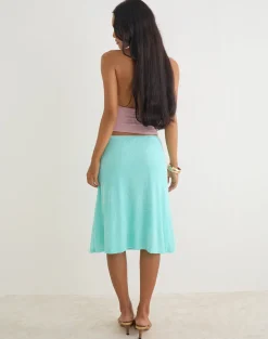 Laykha Midi Skirt in Flock Floral Doodle Blue