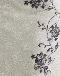 Laykha Midi Skirt in Ivory Lace with Black Vine Print