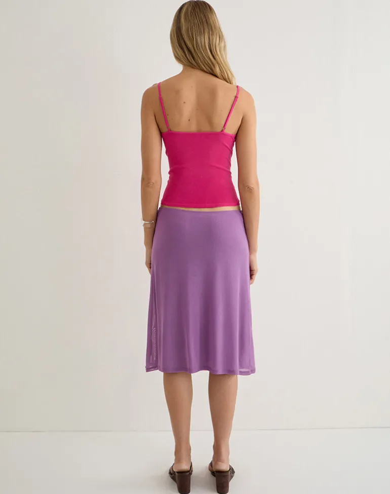 Laykha Midi Skirt in Mesh Purple