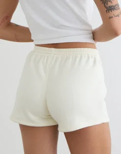 Lecent Short in Winter White with Tonal M Embroidery
