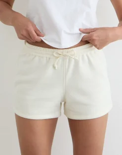 Lecent Short in Winter White with Tonal M Embroidery