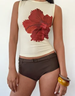 Leen Vest Top in Hibiscus Buttermilk