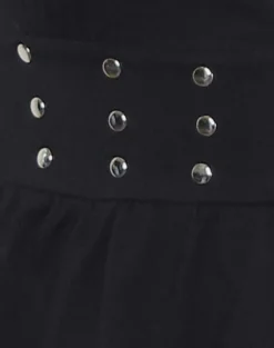 Leisma Frill Top in Jersey Black with Studs