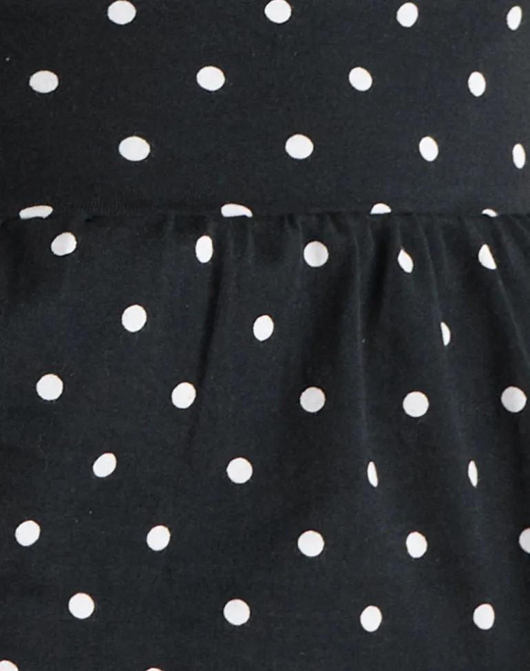 Leisna Frill Top in Polka Black
