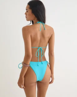 Lentra Bikini Bottom in Aqua with Spiral and Beads