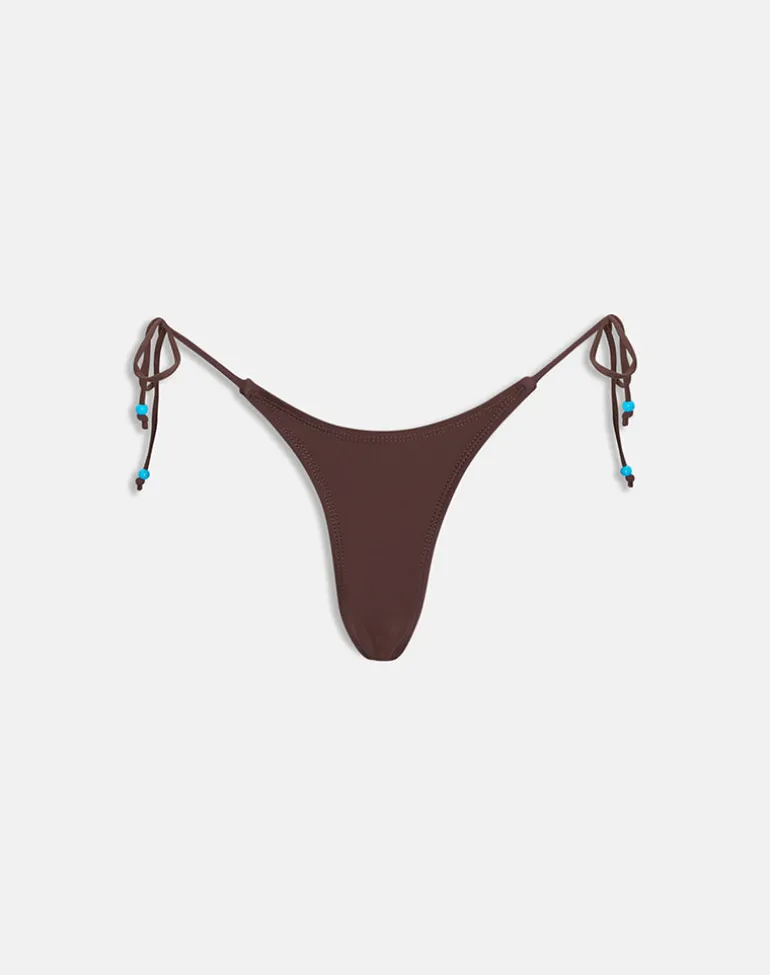 Lentra Bikini Bottom in Brown with Beads